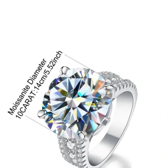 925 Sterling Silver 10ct Moissanite Ring, Fast Creative Ring, with box - Picture 2 of 10